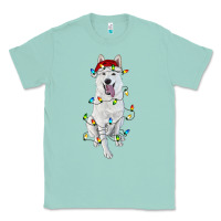 Seafoam christmas white shepherd with christmas lights Classic Tee - RanaPortraitStore