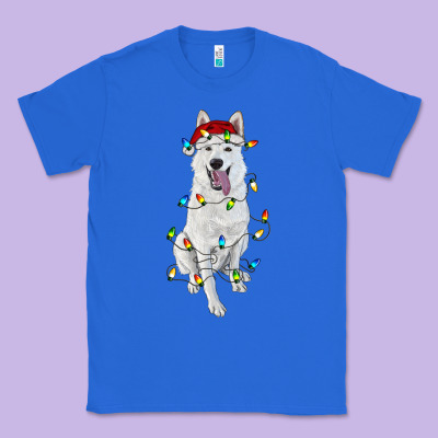Christmas White Shepherd With Christmas Lights Classic Tee Designed By Ranaportraitstore