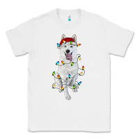 White christmas white shepherd with christmas lights Classic Tee - RanaPortraitStore
