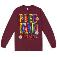 Burgundy free dad hugs Long Sleeve Tee - texasbilliewilder