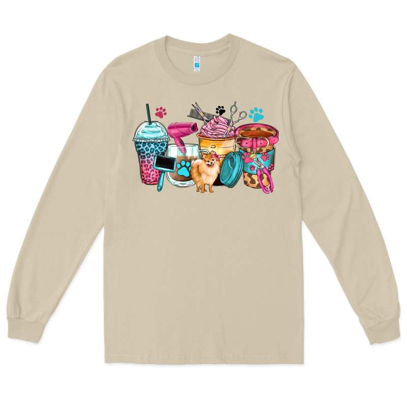 Pet Groomer Coffee Cups Long Sleeve Tee by Zillion Design Studio | Teevron