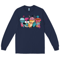 Navy pet groomer coffee cups Long Sleeve Tee - Zillion Design Studio
