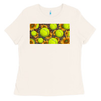 Bone tennis ball with sunflower and racket  licence plato Ladies Tee - BarkalooDesign