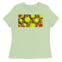 Matcha tennis ball with sunflower and racket  licence plato Ladies Tee - BarkalooDesign