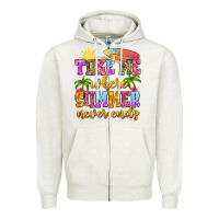 Oatmeal Heather take me where summer never ends Zipper Hoodie - Zillion Design Studio