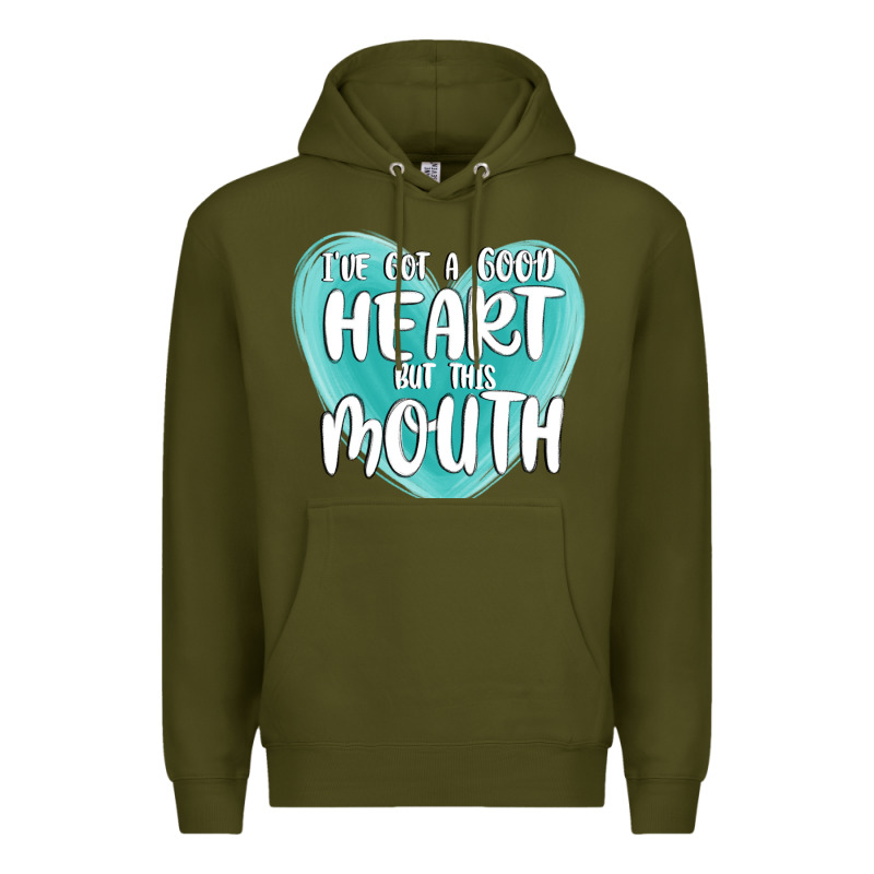 I Have Got A Good Heart But This Mouth Premium Hoodie by MaliasSmallBusiness | Teevron