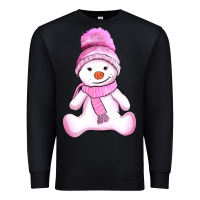 Black winter pink snowman and hat Premium Sweatshirt - AdoDesignShop