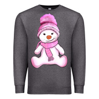 Charcoal Heather winter pink snowman and hat Premium Sweatshirt - AdoDesignShop