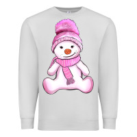 Dove Grey winter pink snowman and hat Premium Sweatshirt - AdoDesignShop