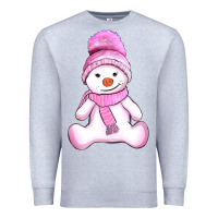 Heather Grey winter pink snowman and hat Premium Sweatshirt - AdoDesignShop