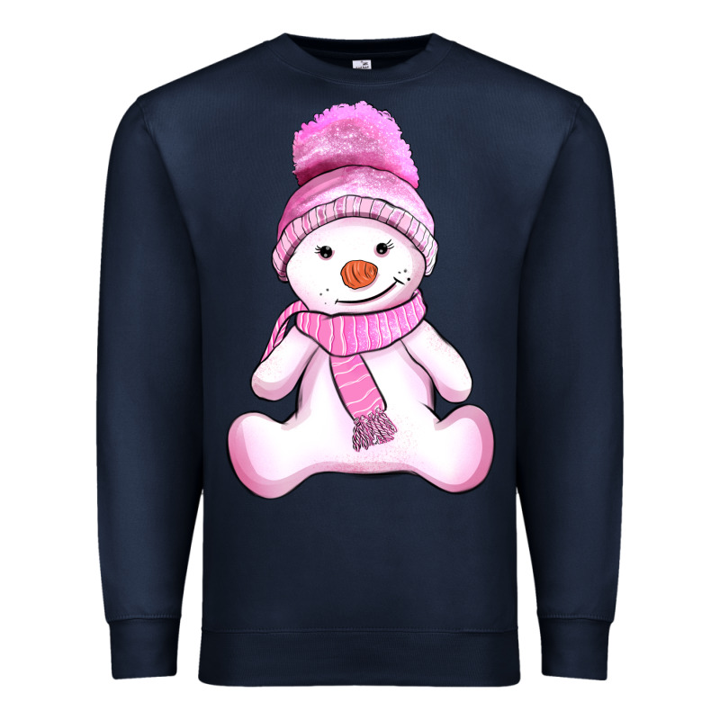 Winter Pink Snowman And Hat Premium Sweatshirt by AdoDesignShop | Teevron