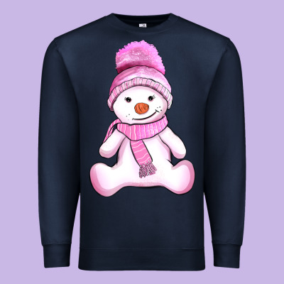 Winter Pink Snowman And Hat Premium Sweatshirt Designed By Adodesignshop