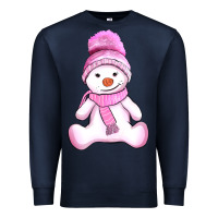 Navy winter pink snowman and hat Premium Sweatshirt - AdoDesignShop