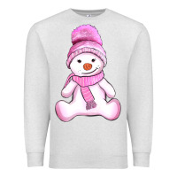 Oatmeal Heather winter pink snowman and hat Premium Sweatshirt - AdoDesignShop