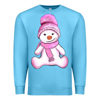 Ocean Blue winter pink snowman and hat Premium Sweatshirt - AdoDesignShop