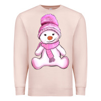 Pale Pink winter pink snowman and hat Premium Sweatshirt - AdoDesignShop