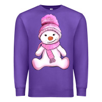 Purple winter pink snowman and hat Premium Sweatshirt - AdoDesignShop