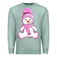 Seafoam winter pink snowman and hat Premium Sweatshirt - AdoDesignShop