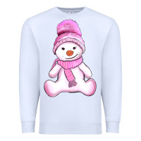 White winter pink snowman and hat Premium Sweatshirt - AdoDesignShop