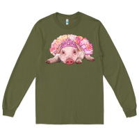 Army Green Balerina Baby Pig With Tutu Long Sleeve Tee - RanaPortraitStore