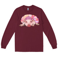 Burgundy Balerina Baby Pig With Tutu Long Sleeve Tee - RanaPortraitStore