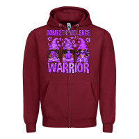 Burgundy Domestic Violence Warrior Afro Gnomes Zipper Hoodie - texasbilliewilder