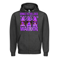 Charcoal Heather Domestic Violence Warrior Afro Gnomes Zipper Hoodie - texasbilliewilder