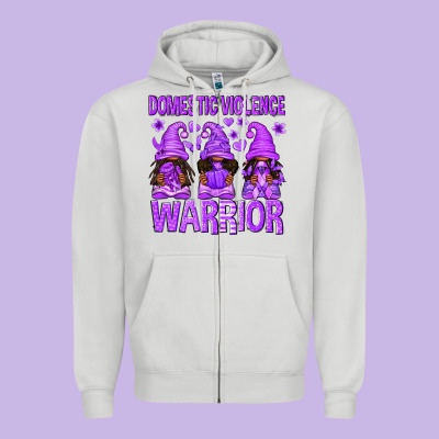 Domestic Violence Warrior Afro Gnomes Zipper Hoodie Designed By Texasbilliewilder