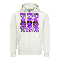 Oatmeal Heather Domestic Violence Warrior Afro Gnomes Zipper Hoodie - texasbilliewilder