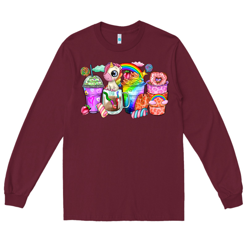 Unicorn Coffee Cups Long Sleeve Tee by Zillion Design Studio | Teevron
