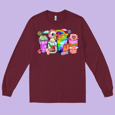 Long Sleeve Tee unicorn coffee cups