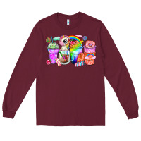 Burgundy unicorn coffee cups Long Sleeve Tee - Zillion Design Studio