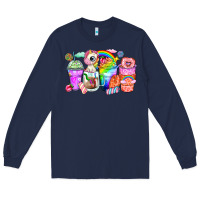 Navy unicorn coffee cups Long Sleeve Tee - Zillion Design Studio
