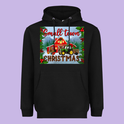 Small Town Christmas Mousepad Heavyweight Hoodie Designed By Bundleandbundleshop