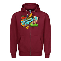 Burgundy daycare dude Zipper Hoodie - RanaPortraitStore