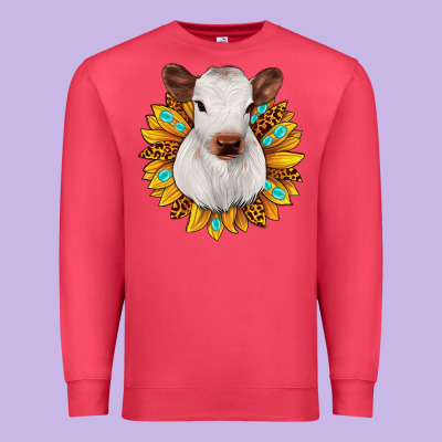 Sunflower Heifer Premium Sweatshirt Designed By Jahusdesignshop