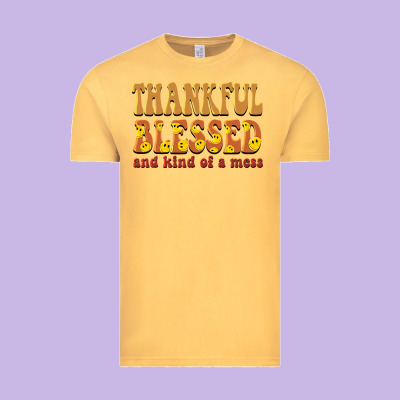 Thankful Blessed And Kind Of A Mess Vintage Tee Designed By Barkaloodesign