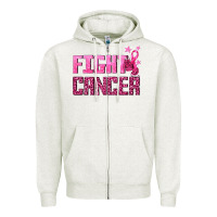 Oatmeal Heather Fight Cancer Zipper Hoodie - texasbilliewilder
