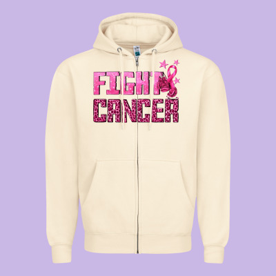 Fight Cancer Zipper Hoodie Designed By Texasbilliewilder