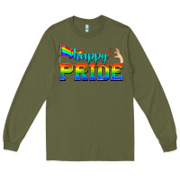 Army Green happy pride Long Sleeve Tee - texasbilliewilder