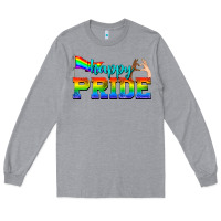 Heather Grey happy pride Long Sleeve Tee - texasbilliewilder