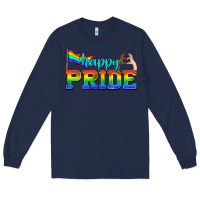 Navy happy pride Long Sleeve Tee - texasbilliewilder