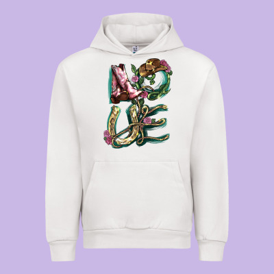 Love Boots Horseshoe Cowboy Urban Hoodie Designed By Nancycooperartshop