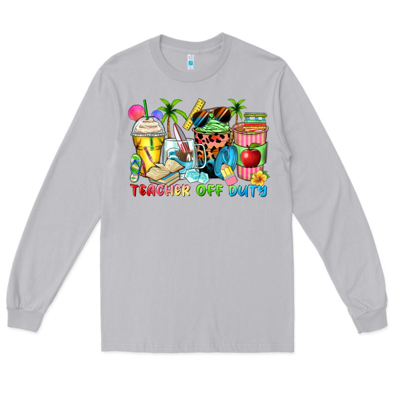 Teacher Off Duty Coffee Cups Long Sleeve Tee by Zillion Design Studio | Teevron