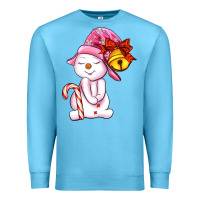 Ocean Blue winter pink snowman Premium Sweatshirt - AdoDesignShop