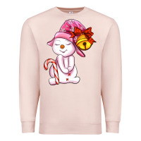 Pale Pink winter pink snowman Premium Sweatshirt - AdoDesignShop