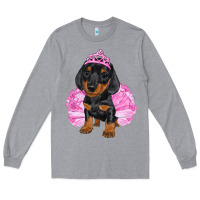 Heather Grey Balerina Dachshund With Tutu Long Sleeve Tee - RanaPortraitStore