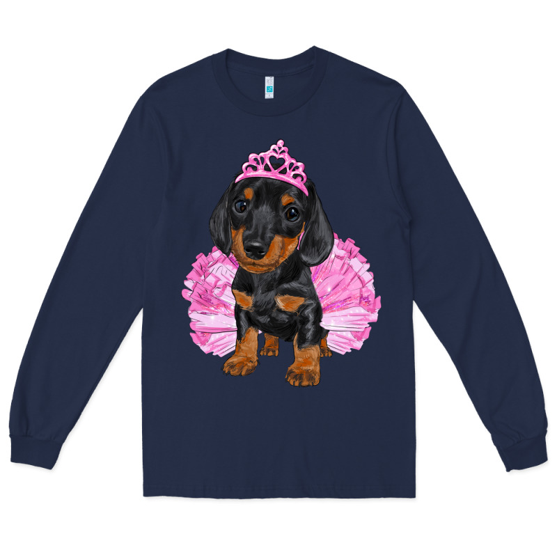 Balerina Dachshund With Tutu Long Sleeve Tee by RanaPortraitStore | Teevron