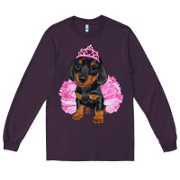Plum Balerina Dachshund With Tutu Long Sleeve Tee - RanaPortraitStore