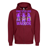 Burgundy Domestic Violence Warrior Gnomes Zipper Hoodie - texasbilliewilder